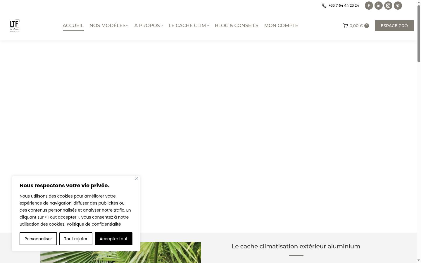 Screenshot of the consent banner shown before any interaction