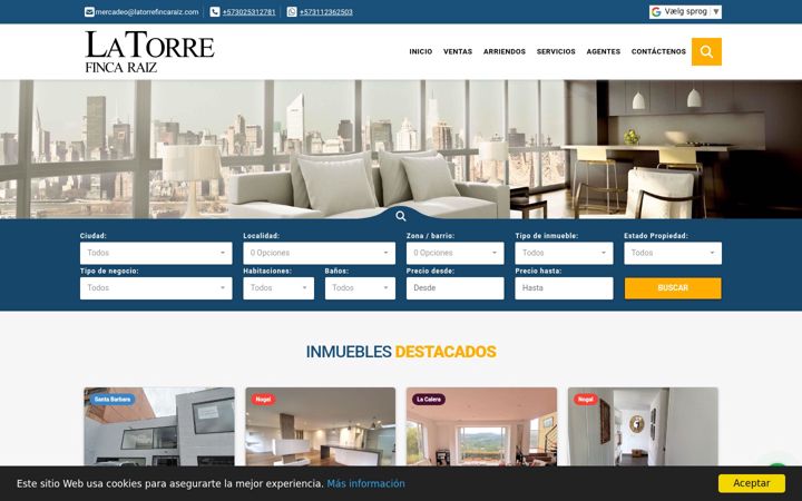 Screenshot of latorrefincaraiz.com