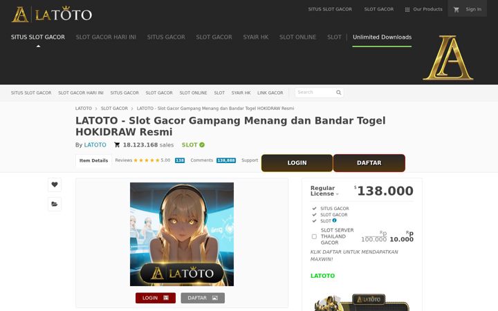 Screenshot of latoto168-hokidraw.com