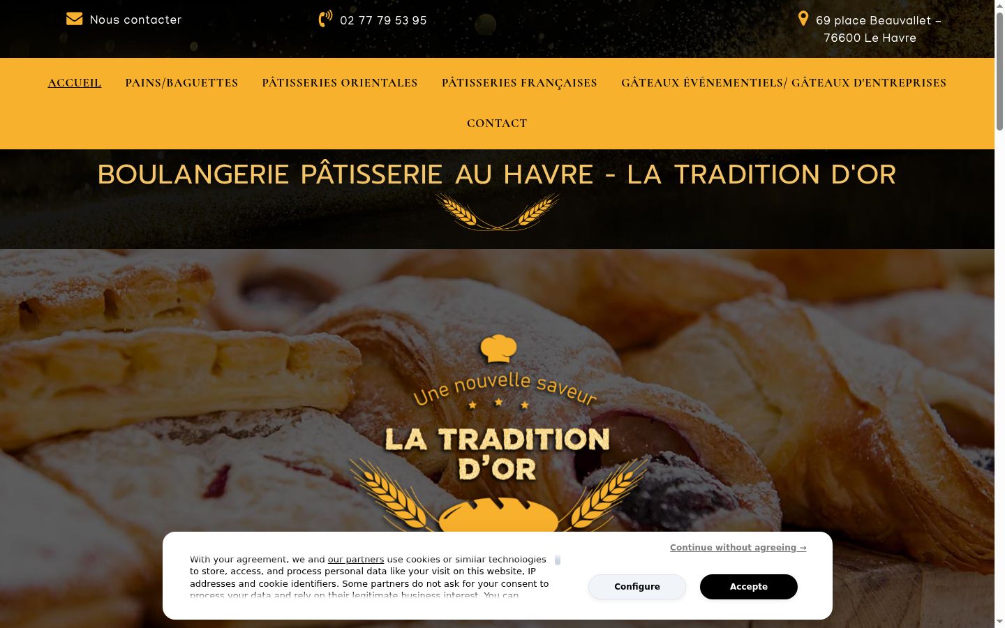 Capture d'écran de la bannière de consentement affichée avant toute interaction