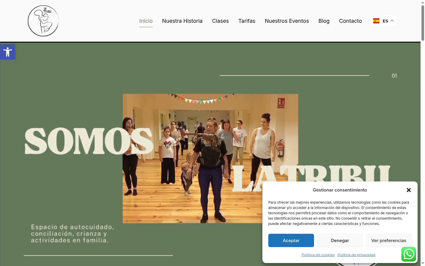 Captura de ecrã do banner de consentimento apresentado antes de qualquer interação