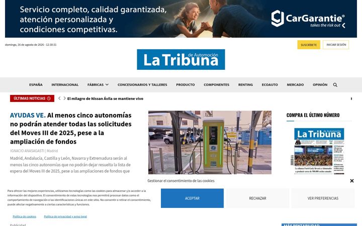 Screenshot of latribunadeautomocion.es