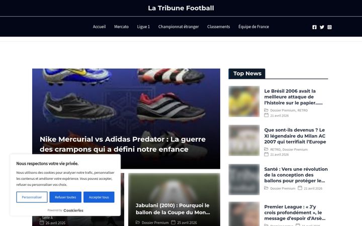 Screenshot of latribunefootball.fr