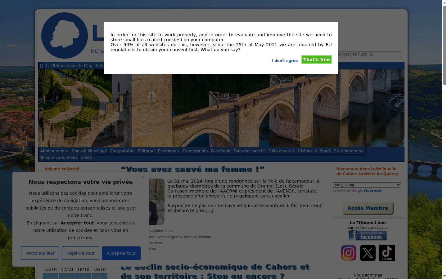 Screenshot des Einwilligungsbanners vor jeglicher Interaktion