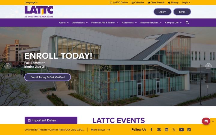 Screenshot of lattc.edu