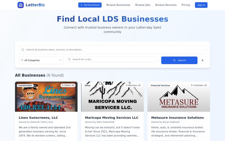 Screenshot of latterbiz.com