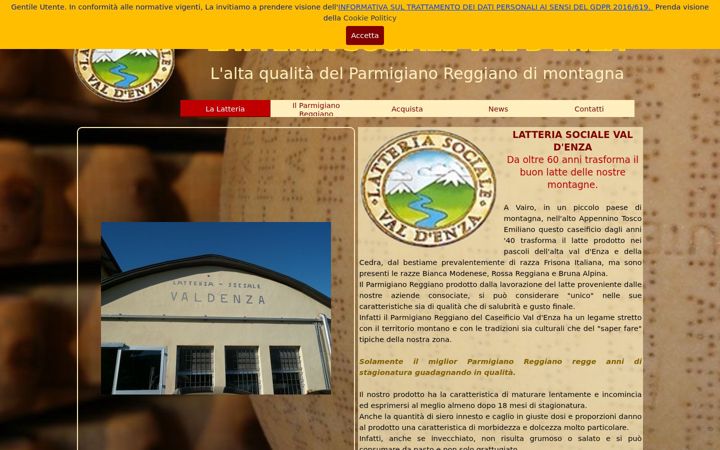 Screenshot of latteriasocialevaldenza.it