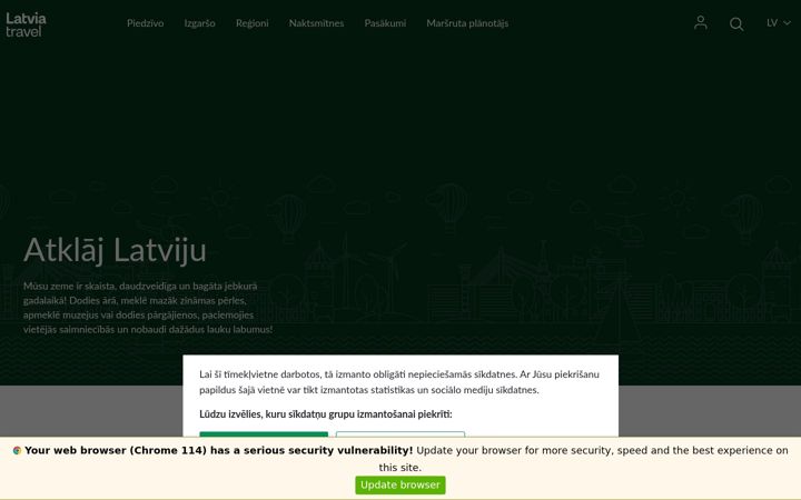 Screenshot of latvia.travel