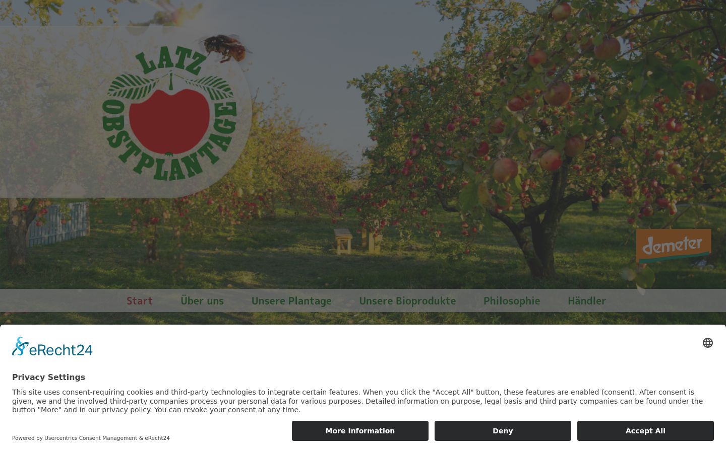 Screenshot of the consent banner shown before any interaction