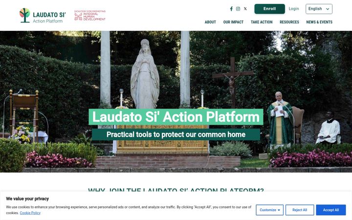 Screenshot of laudatosiactionplatform.org