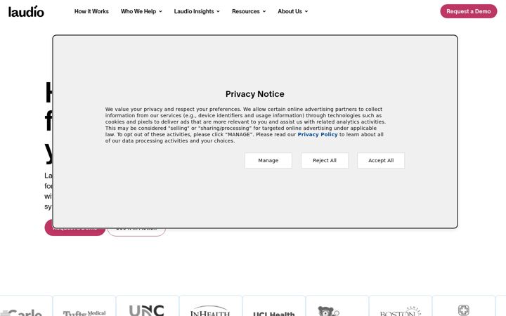 Screenshot of laudio.com