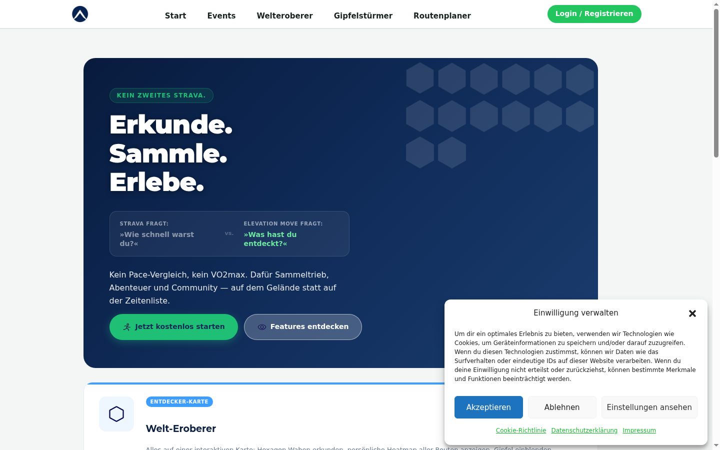 Ekrānuzņēmums ar piekrišanas baneri, kas tika rādīts pirms jebkādas mijiedarbības