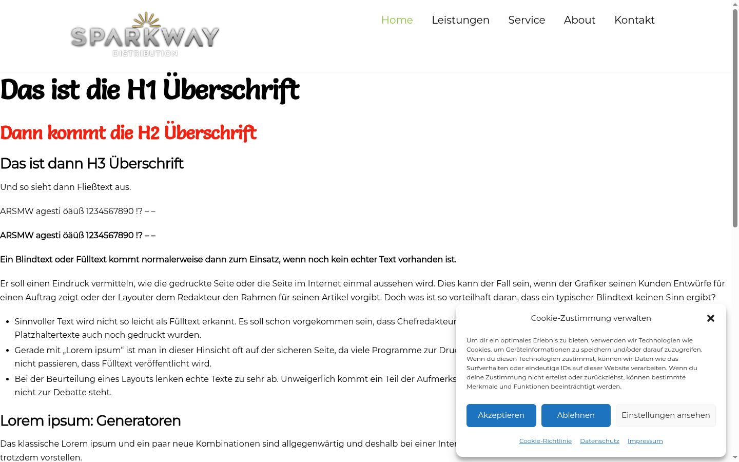 Screenshot des Einwilligungsbanners vor jeglicher Interaktion