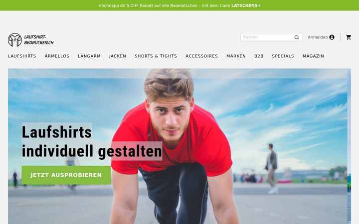 Capture d'écran de laufshirt-bedrucken.ch