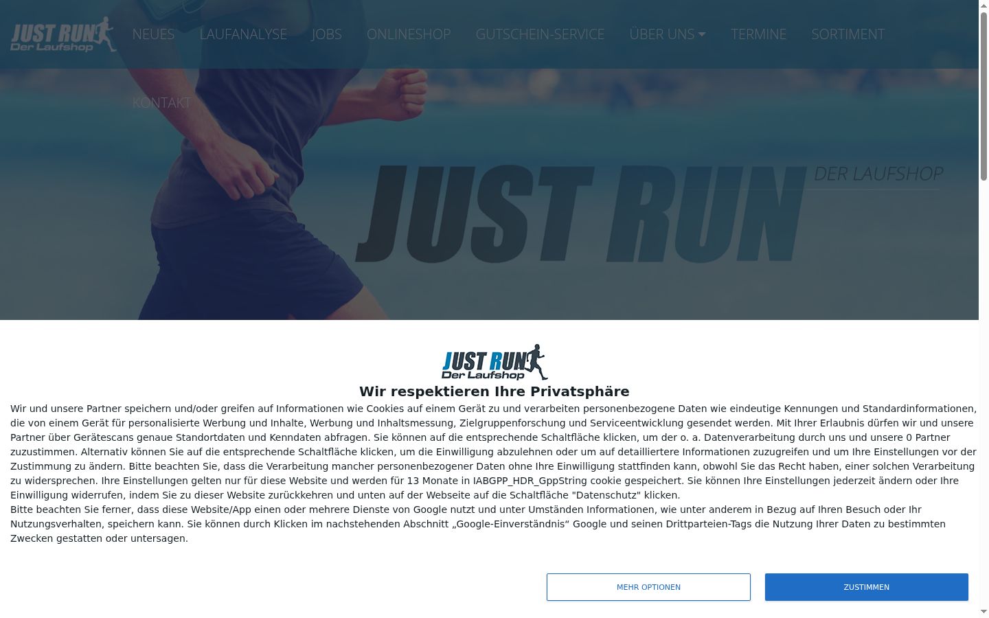 Screenshot of the consent banner shown before any interaction
