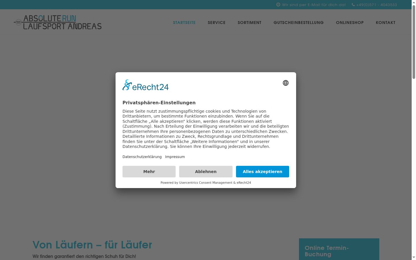 Screenshot of the consent banner shown before any interaction
