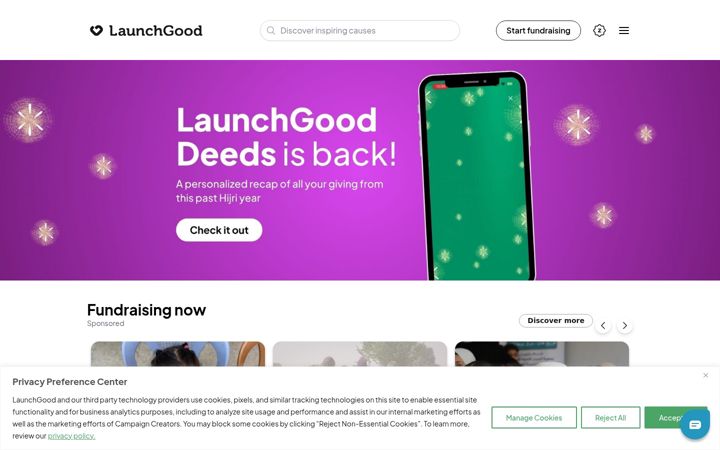 Zrzut ekranu launchgood.com