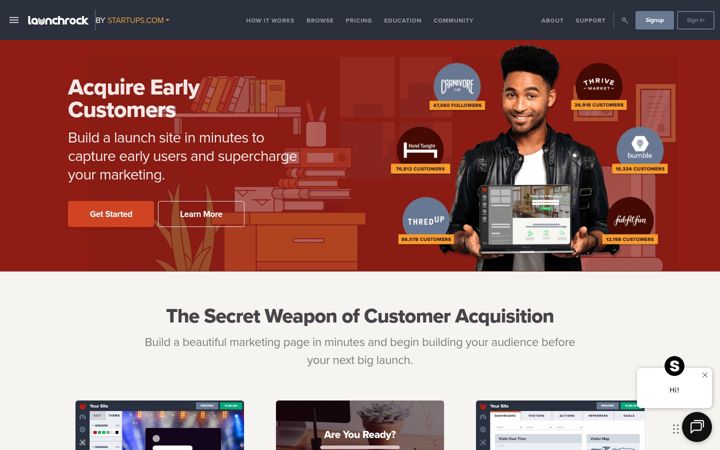 Screenshot of launchrock.com