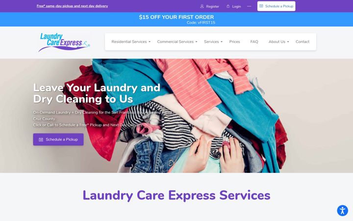 Screenshot of laundrycareexpress.com