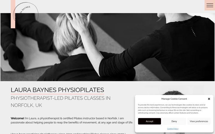 Screenshot of laurabaynesphysiopilates.com