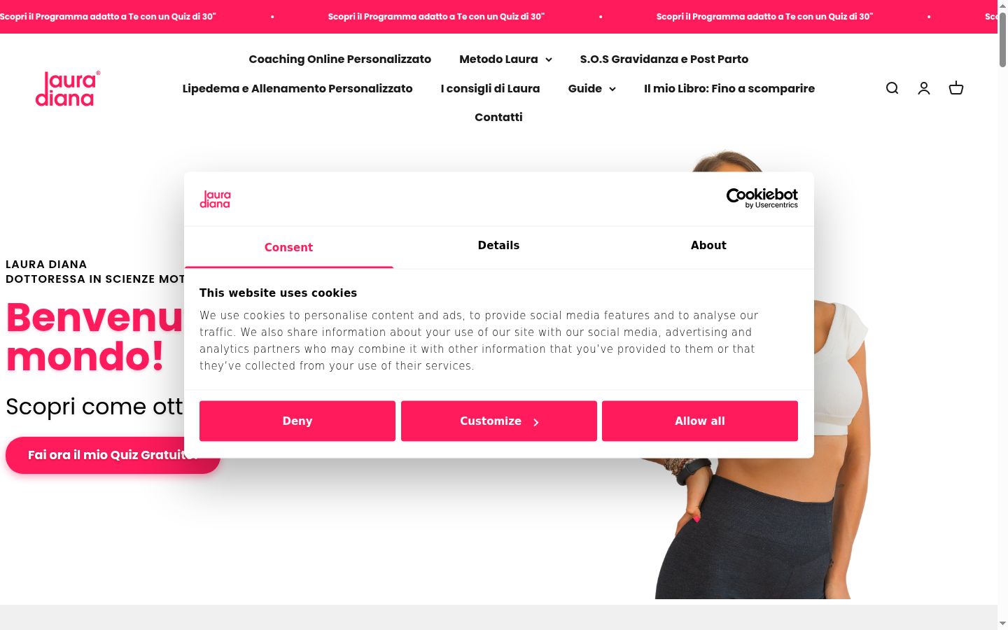 Capture d'écran de la bannière de consentement affichée avant toute interaction