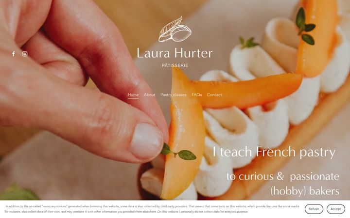 Captură de ecran a laurahurterpatisserie.com
