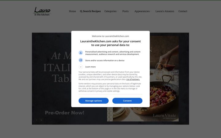 Screenshot of laurainthekitchen.com