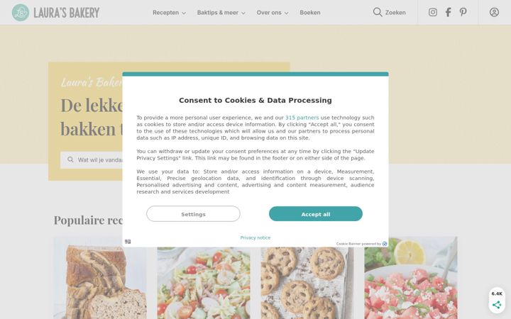 Screenshot of laurasbakery.nl