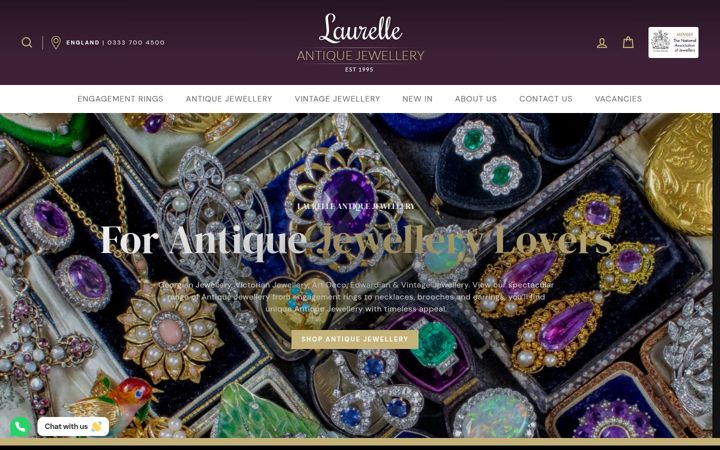 Screenshot of laurelleantiquejewellery.com