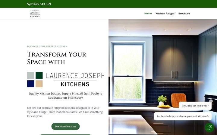 Screenshot of laurencejosephkitchens.co.uk