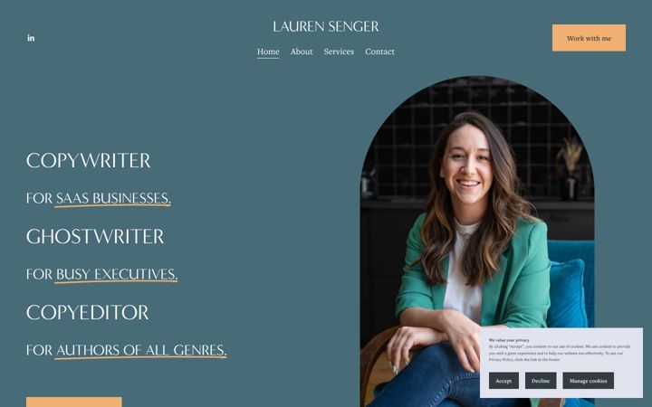 Screenshot of laurensenger.com