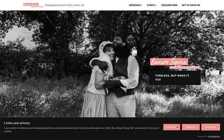 Screenshot of laurensquirephotography.com