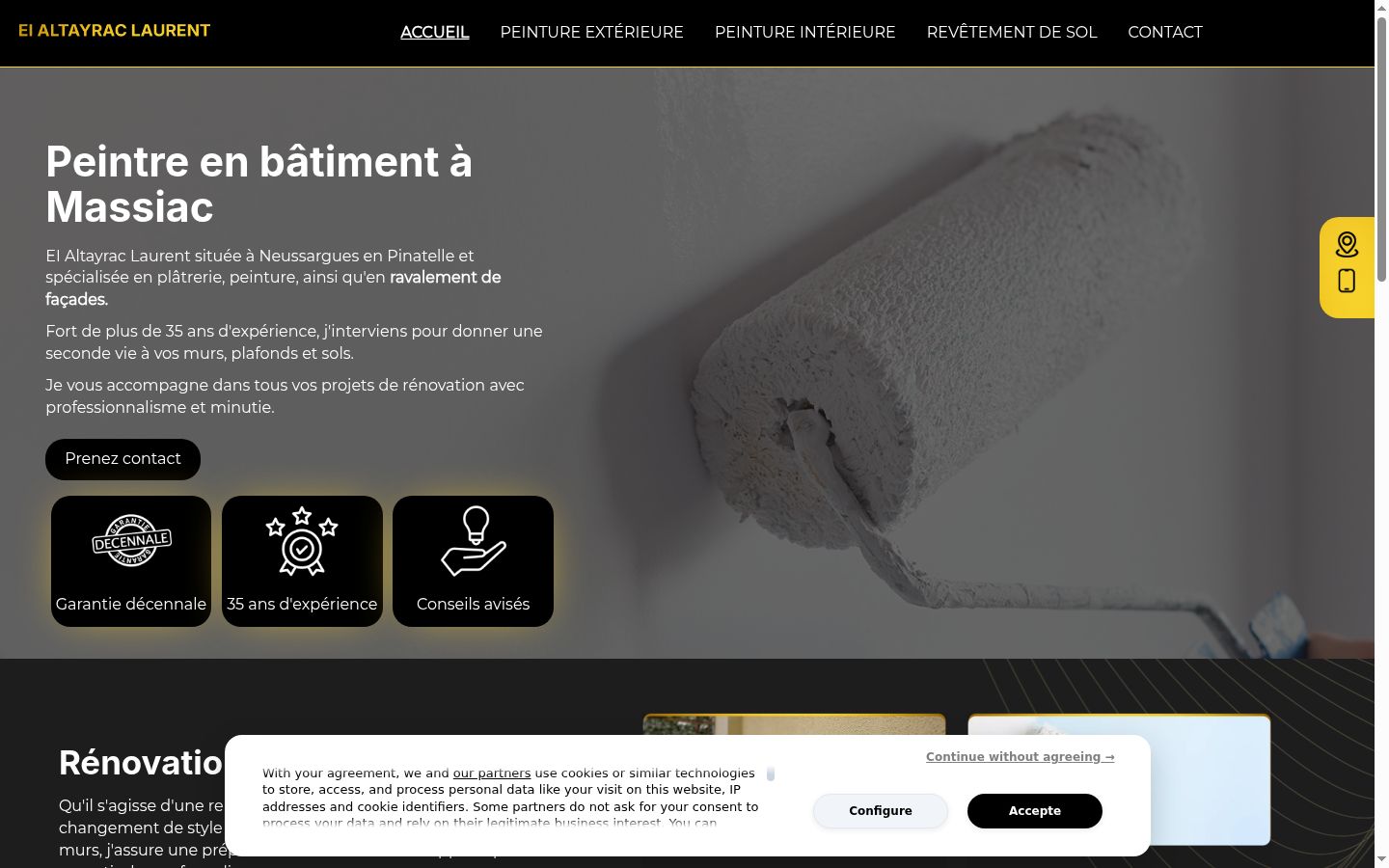 Screenshot del banner di consenso mostrato prima di qualsiasi interazione
