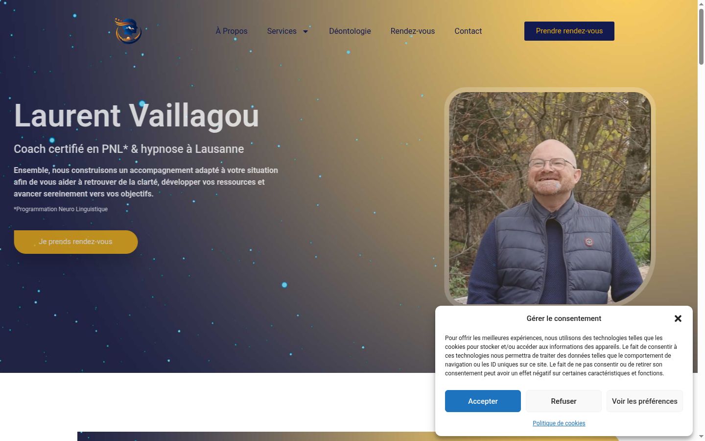Screenshot del banner di consenso mostrato prima di qualsiasi interazione