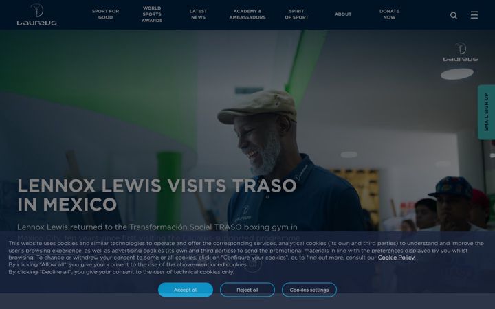 Screenshot of laureus.com