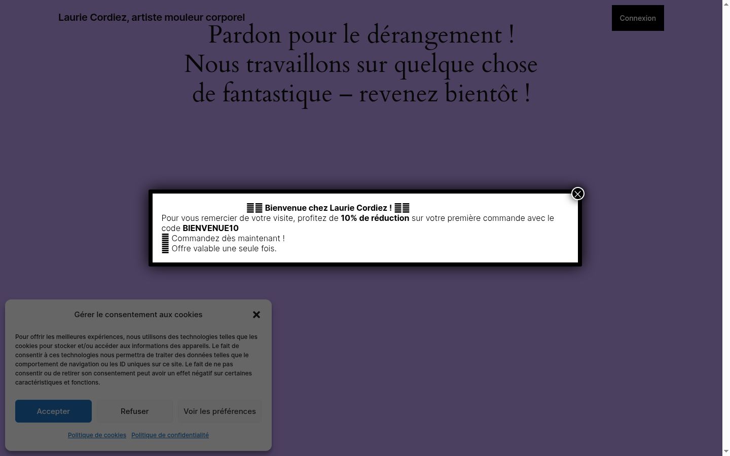 Captura de pantalla del banner de consentimiento mostrado antes de cualquier interacción