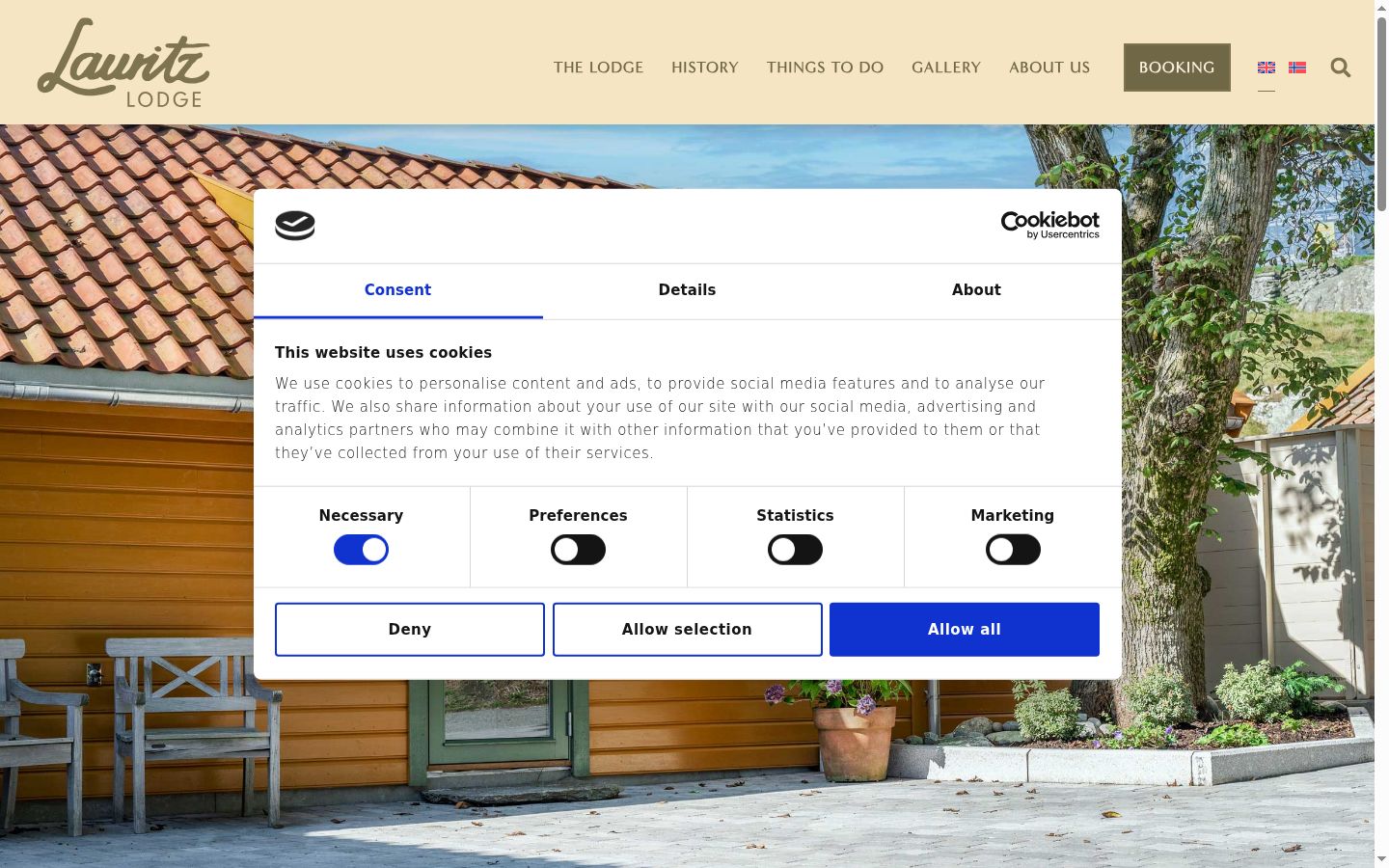 Screenshot del banner di consenso mostrato prima di qualsiasi interazione