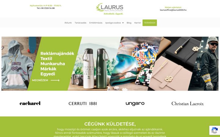 Screenshot of laurus-reklamajandek.hu