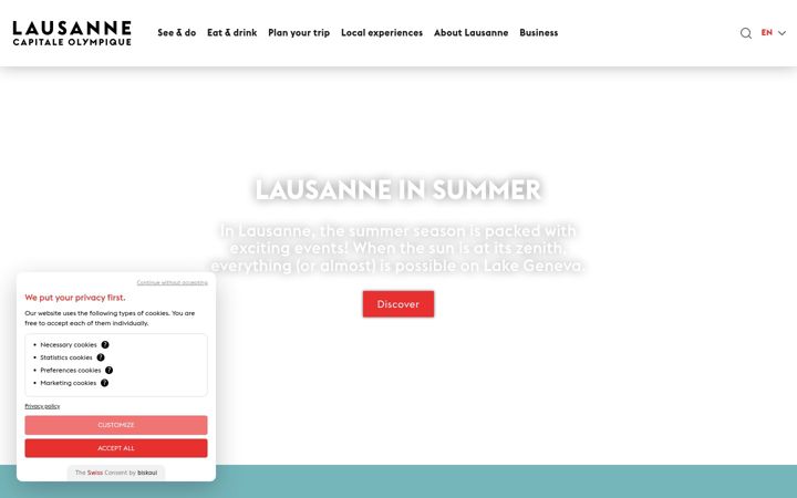 Screenshot of lausanne-tourisme.ch