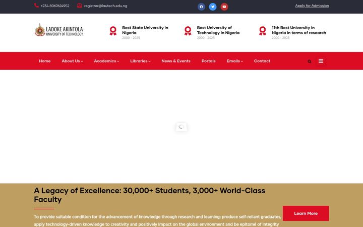 Screenshot of lautech.edu.ng