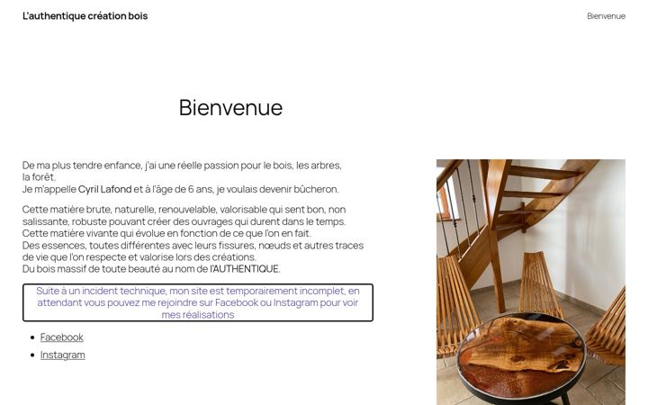 Screenshot of lauthentique-creation-bois.fr