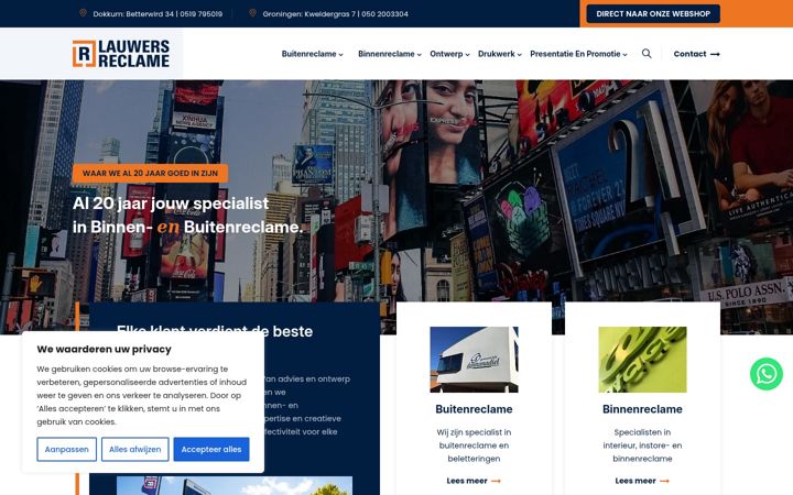 Screenshot of lauwersreclame.nl