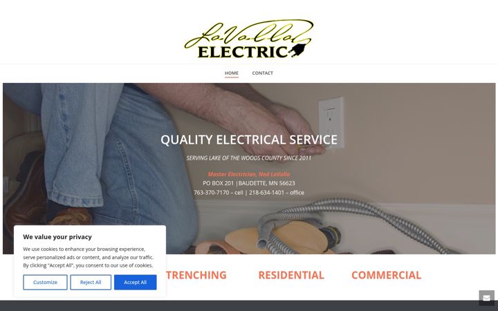 Screenshot of lavallaelectric.com