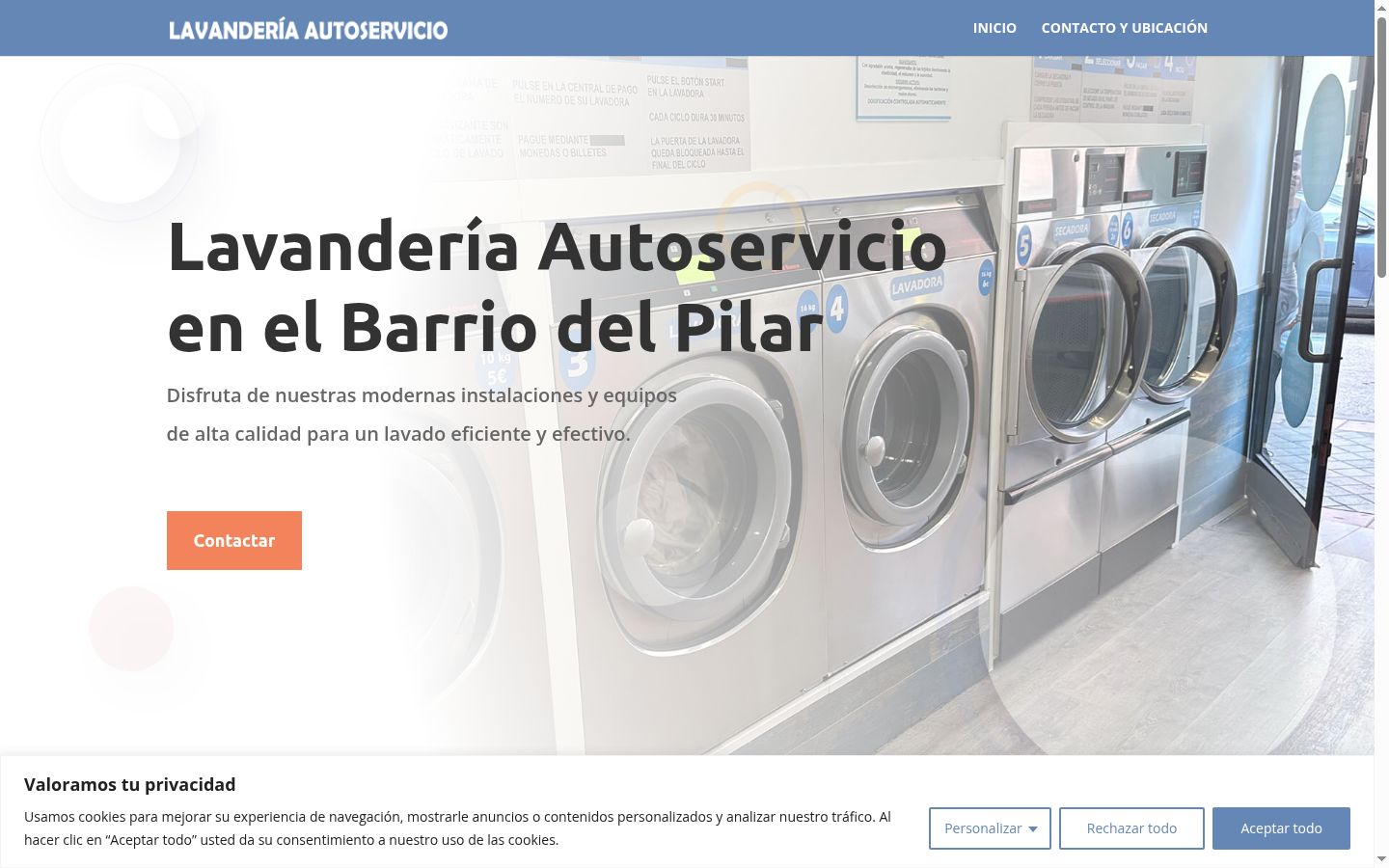 Captura de pantalla del banner de consentimiento mostrado antes de cualquier interacción
