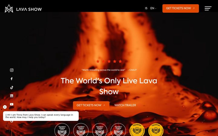 Screenshot of lavashow.com