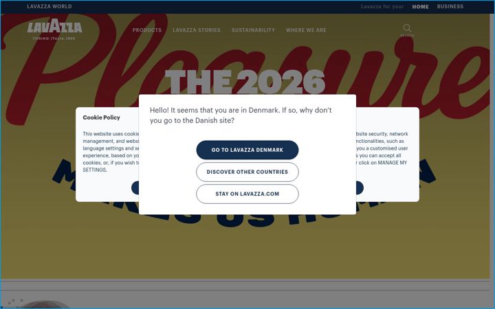 Screenshot of lavazza.com