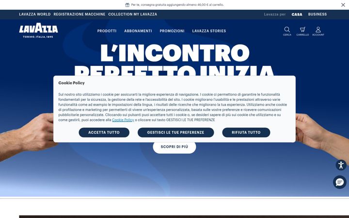 Screenshot of lavazza.it