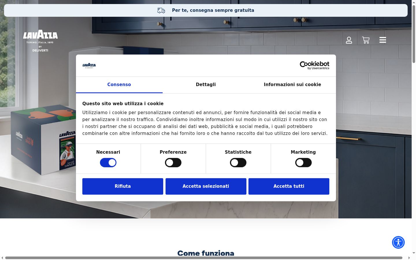 Snímka obrazovky banera súhlasu zobrazeného pred akoukoľvek interakciou