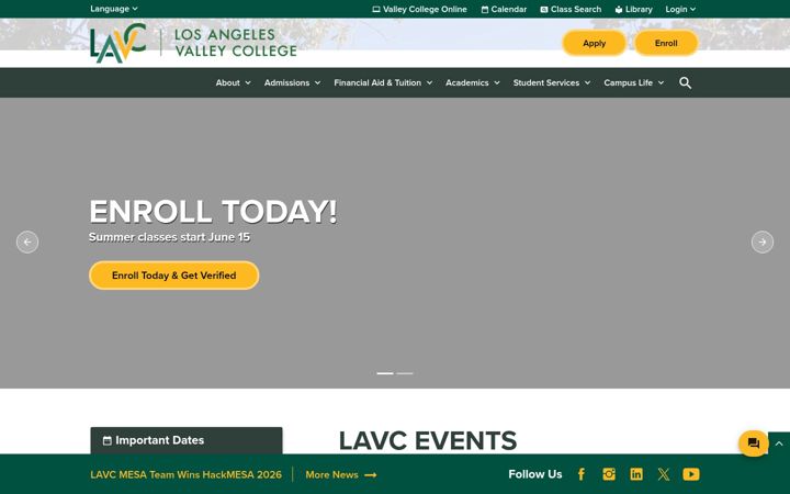 Screenshot of lavc.edu