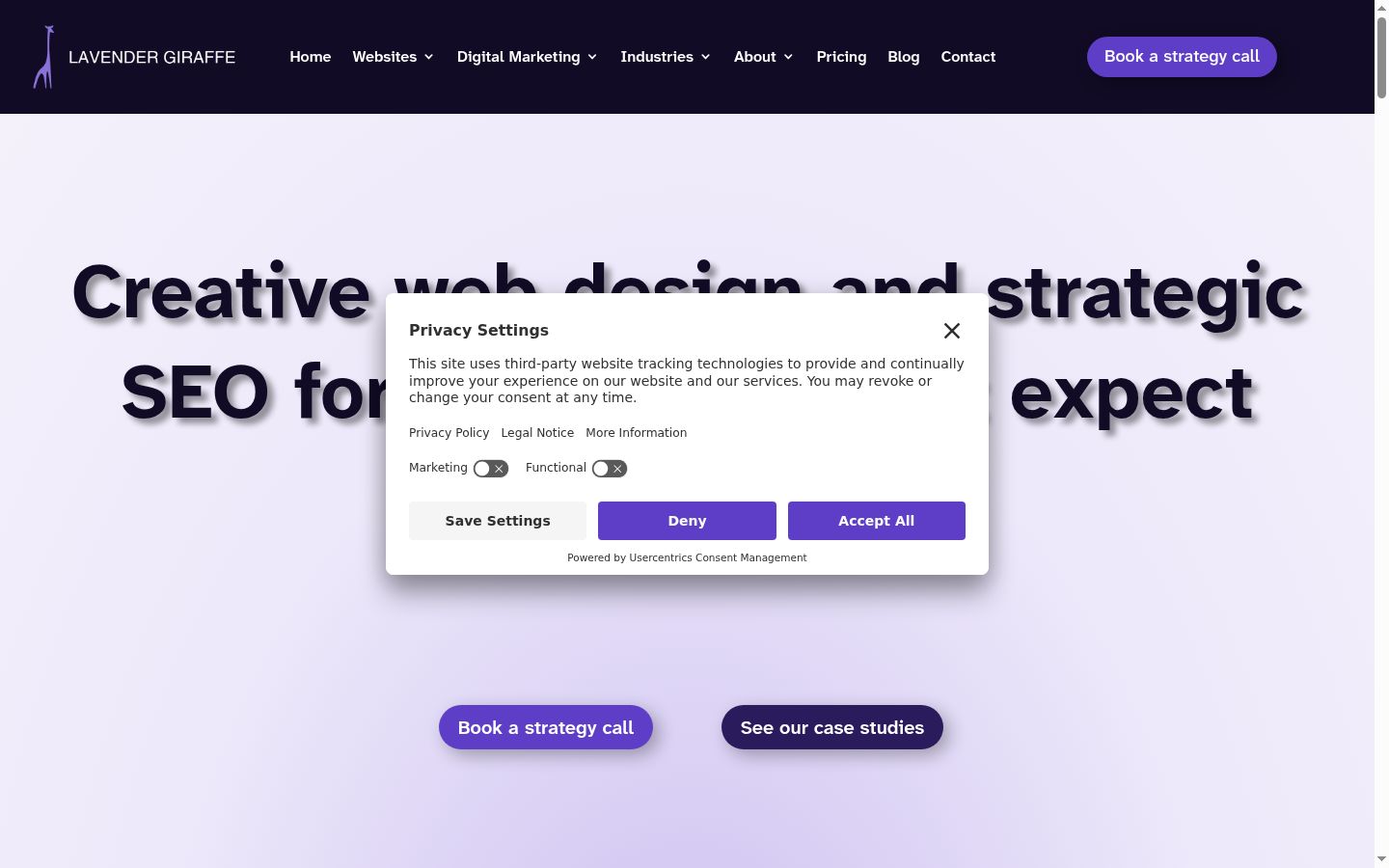 Screenshot del banner di consenso mostrato prima di qualsiasi interazione